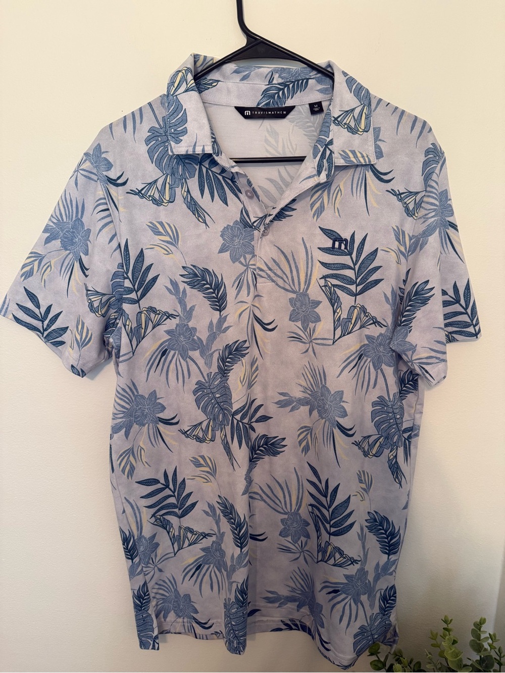 Travis Mathew Blue Floral Short-Sleeve Polo